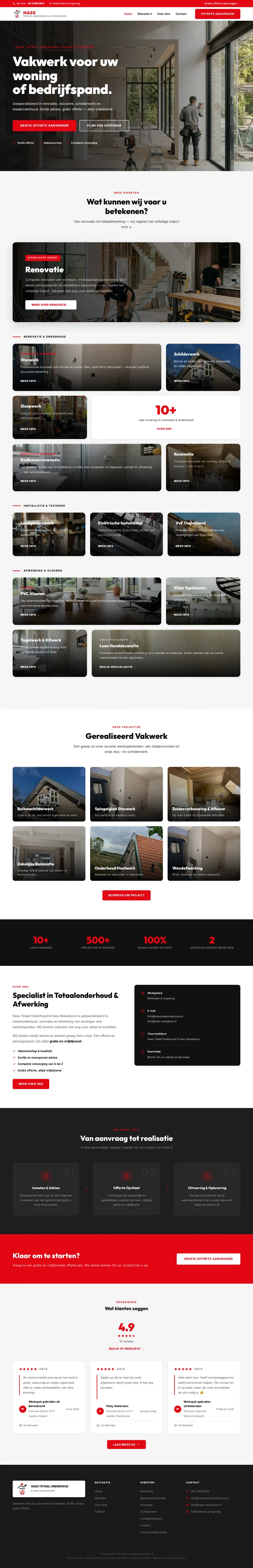 Website Hass Totaal Onderhoud , renovatie en stucwerk Rotterdam
